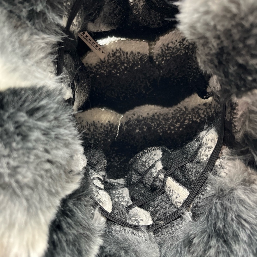 Womans Parkhurst Black White Gray Soft Faux Fur Bucket Hat Made In Canada - Picture 6 of 6